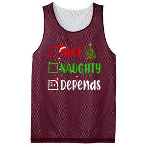 Nice Naughty Depends Christmas List Holiday Xmas 2024 Mesh Reversible Basketball Jersey Tank