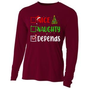 Nice Naughty Depends Christmas List Holiday Xmas 2024 Cooling Performance Long Sleeve Crew