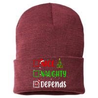 Nice Naughty Depends Christmas List Holiday Xmas 2024 Sustainable Knit Beanie