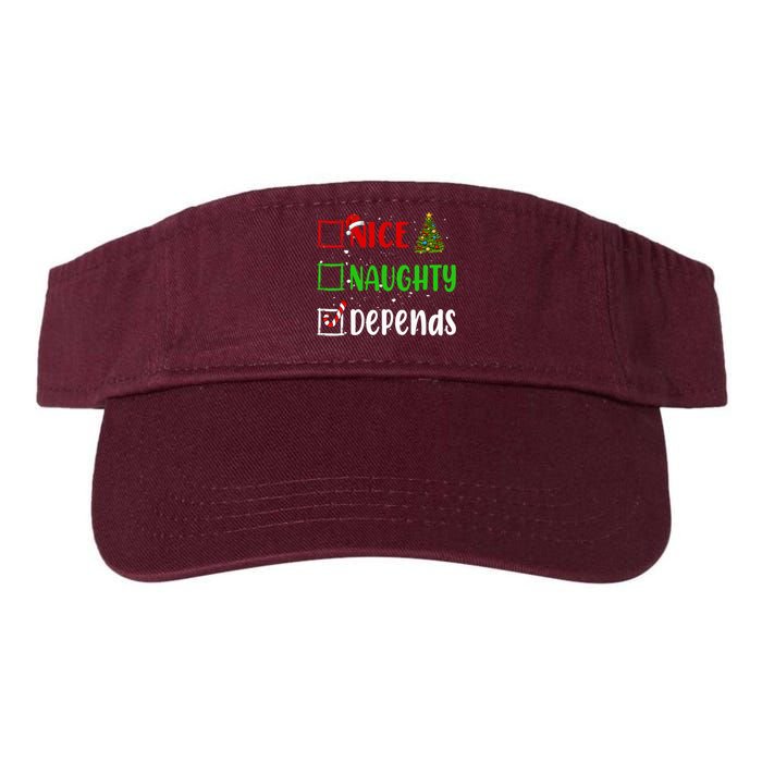 Nice Naughty Depends Christmas List Holiday Xmas 2024 Valucap Bio-Washed Visor