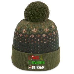 Nice Naughty Depends Christmas List Holiday Xmas 2024 The Baniff Cuffed Pom Beanie