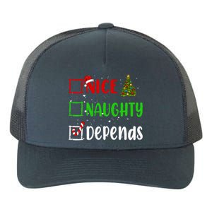 Nice Naughty Depends Christmas List Holiday Xmas 2024 Yupoong Adult 5-Panel Trucker Hat