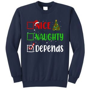 Nice Naughty Depends Christmas List Holiday Xmas 2024 Sweatshirt