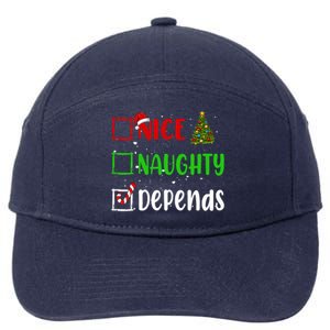 Nice Naughty Depends Christmas List Holiday Xmas 2024 7-Panel Snapback Hat