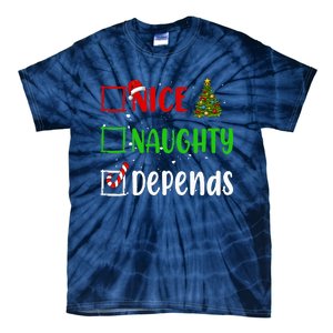 Nice Naughty Depends Christmas List Holiday Xmas 2024 Tie-Dye T-Shirt