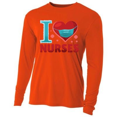 National Nurses Day May 6 I Heart Nurses Gratitude Design Gift Cooling Performance Long Sleeve Crew