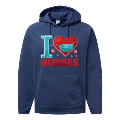 National Nurses Day May 6 I Heart Nurses Gratitude Design Gift Performance Fleece Hoodie