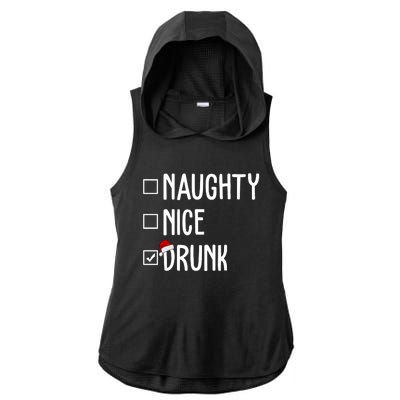 Naughty Nice Drunk Funny Christmas Checklist Ladies PosiCharge Tri-Blend Wicking Draft Hoodie Tank