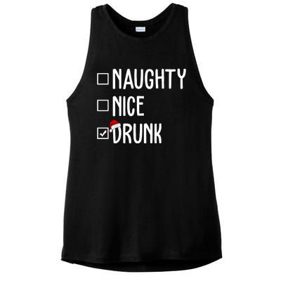 Naughty Nice Drunk Funny Christmas Checklist Ladies PosiCharge Tri-Blend Wicking Tank