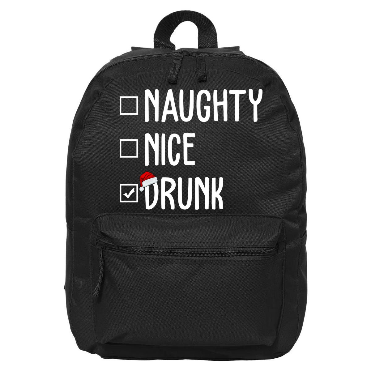 Naughty Nice Drunk Funny Christmas Checklist 16 in Basic Backpack