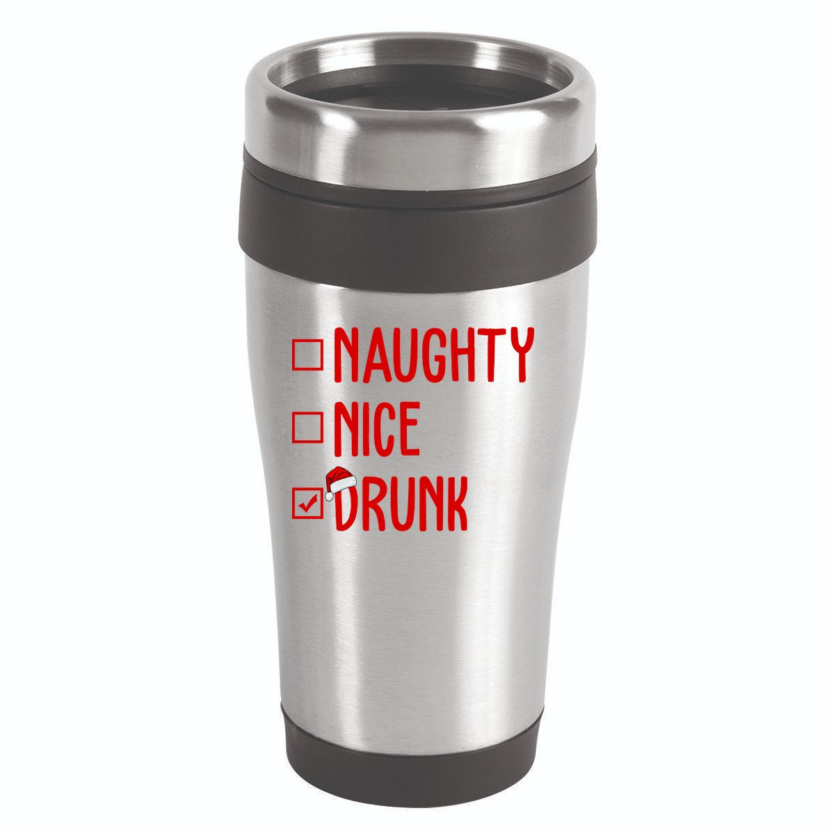 Naughty Nice Drunk Funny Christmas Checklist 16oz Travel Tumbler