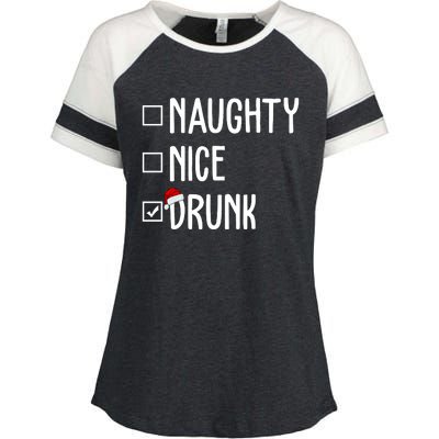 Naughty Nice Drunk Funny Christmas Checklist Enza Ladies Jersey Colorblock Tee