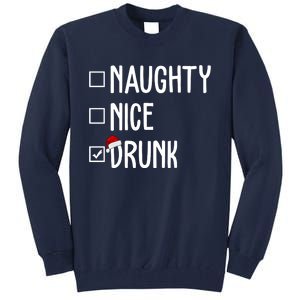 Naughty Nice Drunk Funny Christmas Checklist Tall Sweatshirt