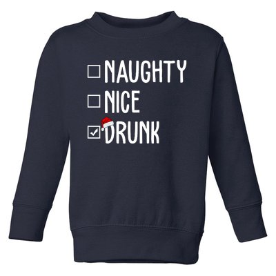 Naughty Nice Drunk Funny Christmas Checklist Toddler Sweatshirt