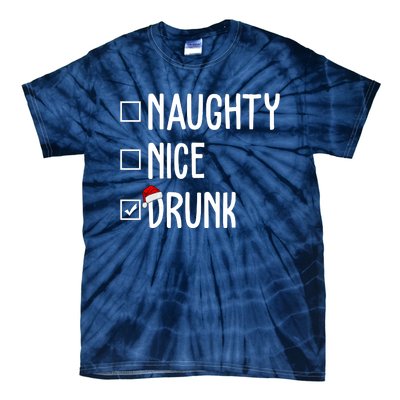 Naughty Nice Drunk Funny Christmas Checklist Tie-Dye T-Shirt