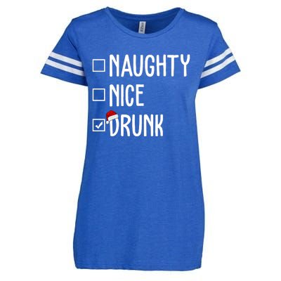 Naughty Nice Drunk Funny Christmas Checklist Enza Ladies Jersey Football T-Shirt