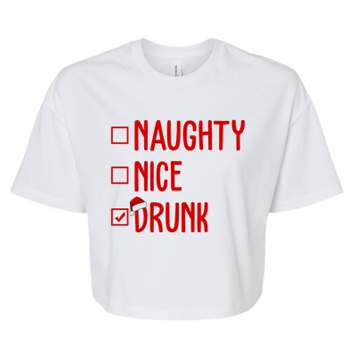 Naughty Nice Drunk Funny Christmas Checklist Bella+Canvas Jersey Crop Tee