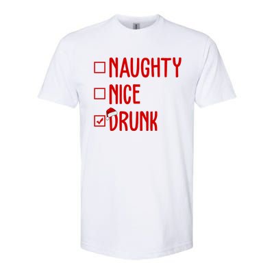 Naughty Nice Drunk Funny Christmas Checklist Softstyle® CVC T-Shirt