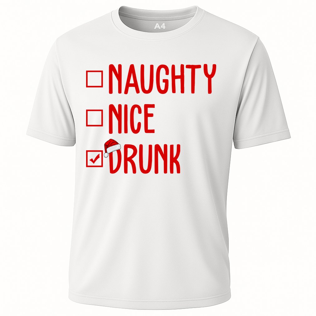 Naughty Nice Drunk Funny Christmas Checklist Cooling Performance Crew T-Shirt