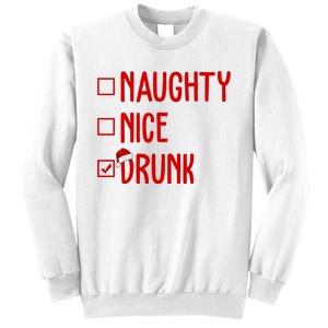 Naughty Nice Drunk Funny Christmas Checklist Sweatshirt