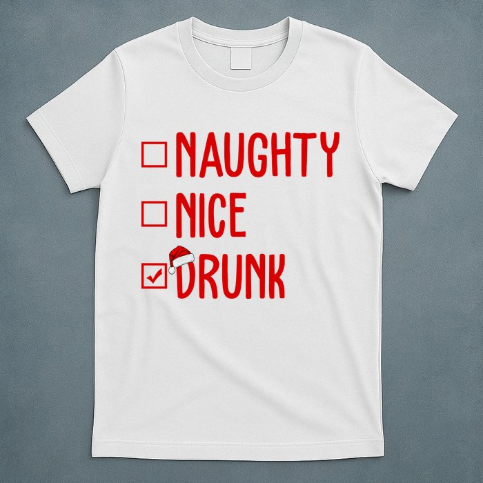 Naughty Nice Drunk Funny Christmas Checklist T-Shirt