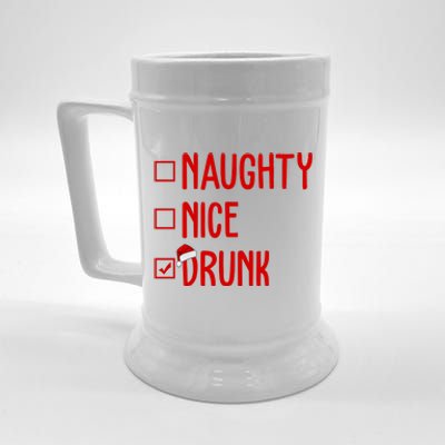 Naughty Nice Drunk Funny Christmas Checklist Beer Stein