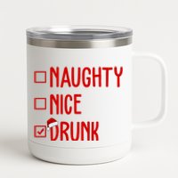 Naughty Nice Drunk Funny Christmas Checklist 12 oz Stainless Steel Tumbler Cup