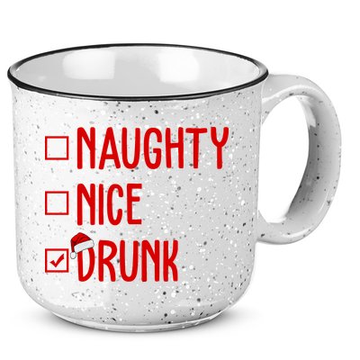 Naughty Nice Drunk Funny Christmas Checklist 15oz Campfire Ceramic Mug