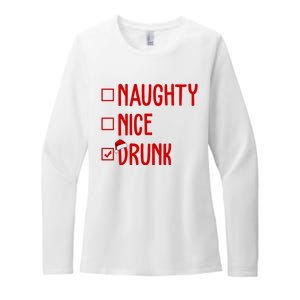 Naughty Nice Drunk Funny Christmas Checklist Womens CVC Long Sleeve Shirt