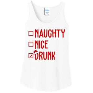 Naughty Nice Drunk Funny Christmas Checklist Ladies Essential Tank