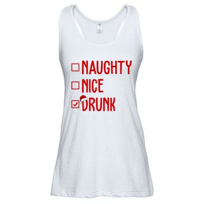 Naughty Nice Drunk Funny Christmas Checklist Ladies Essential Flowy Tank