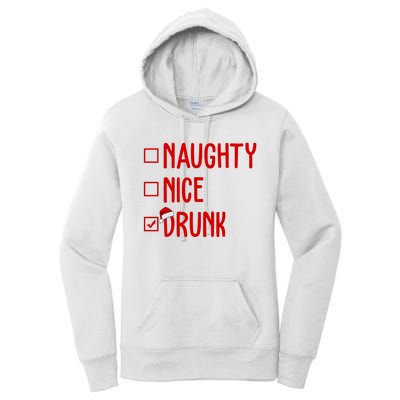 Naughty Nice Drunk Funny Christmas Checklist Women's Pullover Hoodie