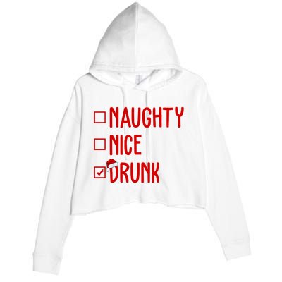 Naughty Nice Drunk Funny Christmas Checklist Crop Fleece Hoodie