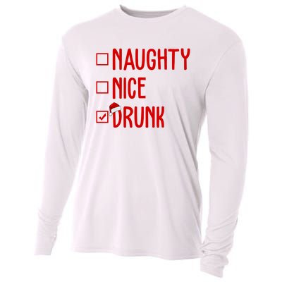 Naughty Nice Drunk Funny Christmas Checklist Cooling Performance Long Sleeve Crew