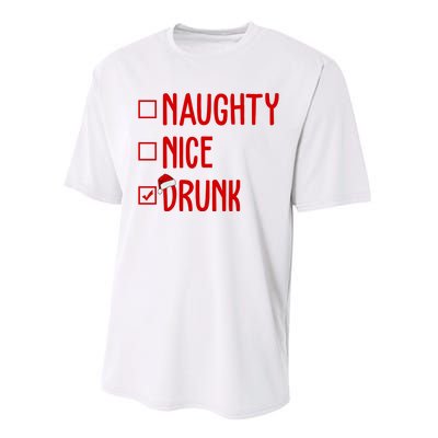 Naughty Nice Drunk Funny Christmas Checklist Performance Sprint T-Shirt