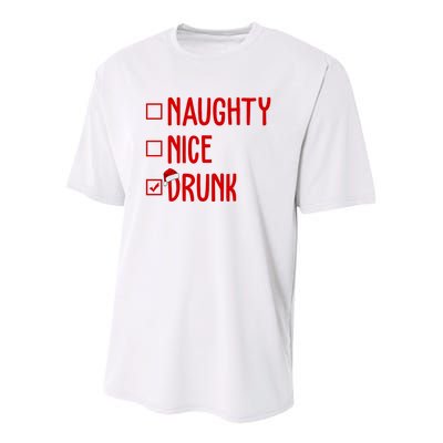 Naughty Nice Drunk Funny Christmas Checklist Youth Performance Sprint T-Shirt