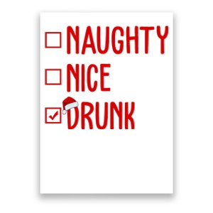 Naughty Nice Drunk Funny Christmas Checklist Poster