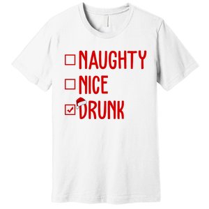 Naughty Nice Drunk Funny Christmas Checklist Premium T-Shirt