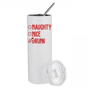 Naughty Nice Drunk Funny Christmas Checklist Stainless Steel Tumbler