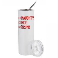 Naughty Nice Drunk Funny Christmas Checklist Stainless Steel Tumbler