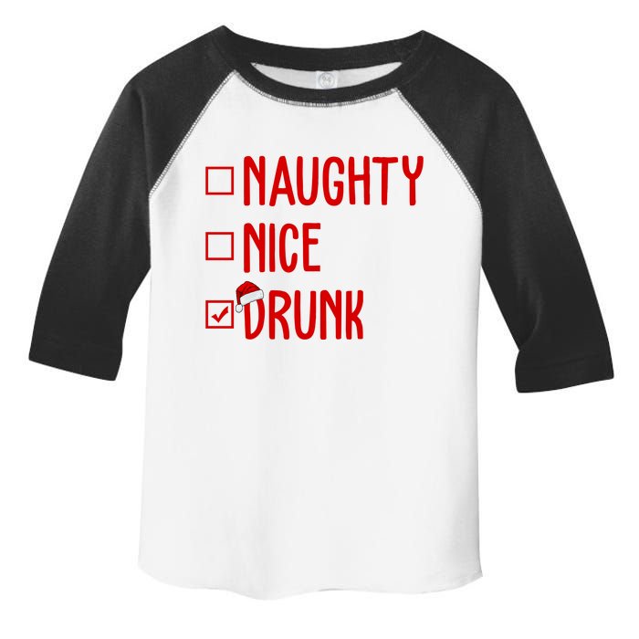 Naughty Nice Drunk Funny Christmas Checklist Toddler Fine Jersey T-Shirt