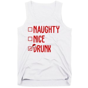 Naughty Nice Drunk Funny Christmas Checklist Tank Top