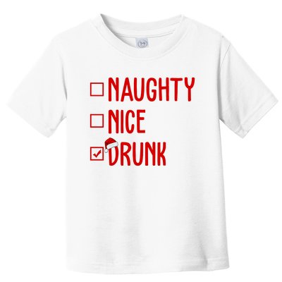 Naughty Nice Drunk Funny Christmas Checklist Toddler T-Shirt