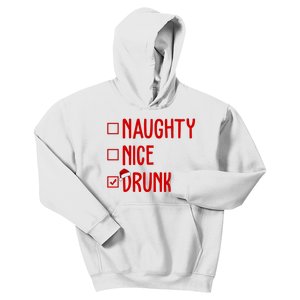 Naughty Nice Drunk Funny Christmas Checklist Kids Hoodie