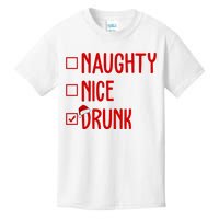 Naughty Nice Drunk Funny Christmas Checklist Kids T-Shirt