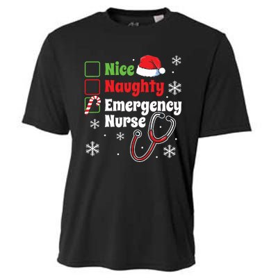 Nice Naughty Emergency Nurse Christmas Er Xmas Cooling Performance Crew T-Shirt