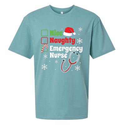 Nice Naughty Emergency Nurse Christmas Er Xmas Sueded Cloud Jersey T-Shirt