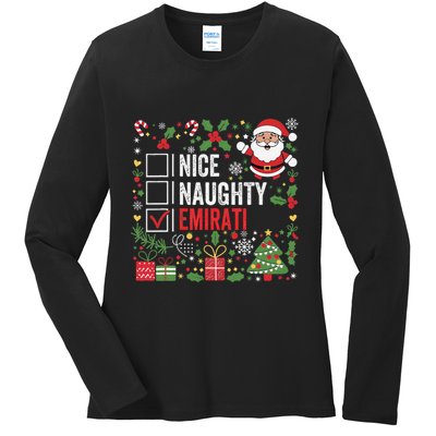Nice Naughty Emirati Christmas Santa United Arab Emirates Ladies Long Sleeve Shirt