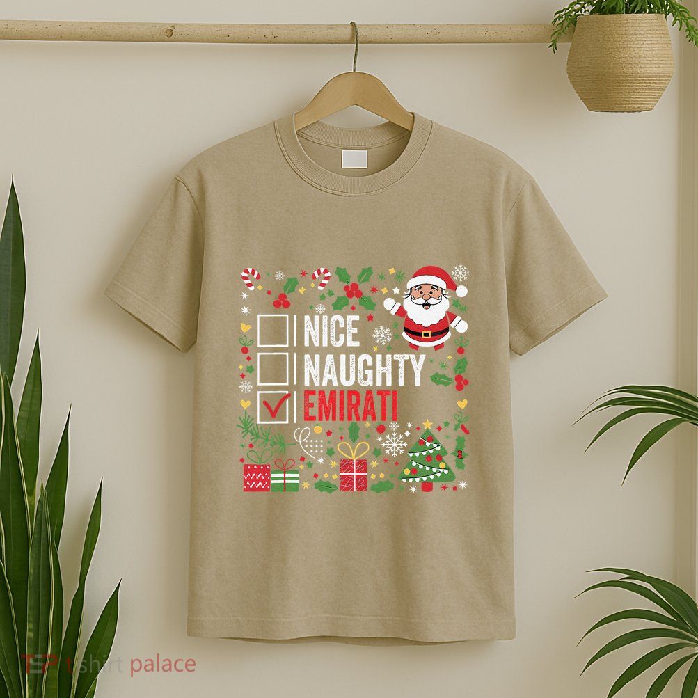 Nice Naughty Emirati Christmas Santa United Arab Emirates T-Shirt