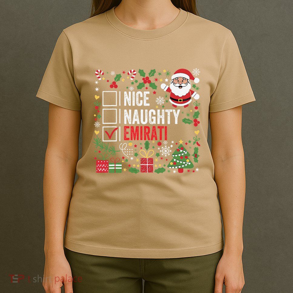 Nice Naughty Emirati Christmas Santa United Arab Emirates T-Shirt